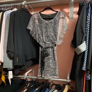 Rachel and Chloe, white and black dress